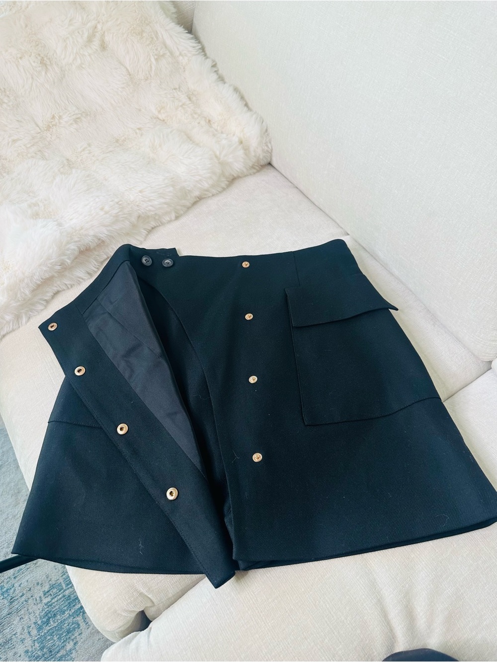 Black Button-Front A-Line Skort size XS MARSEGO - Picture 7 of 13